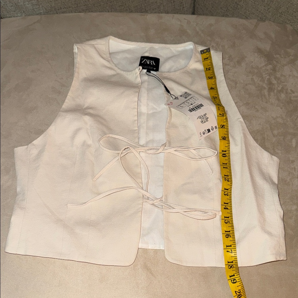 Zara Cream Tie-Front Sleeveless Crop Top